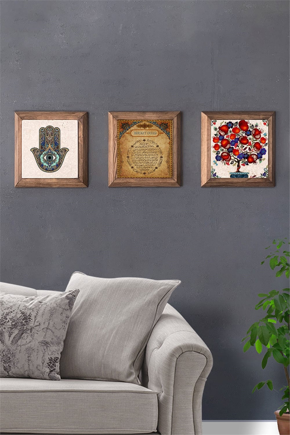 MASİF ÇERÇEVELİ 3'LÜ DOĞALTAŞ TABLO PANO OSCAR STONE DECOR / 3PRMT-40-0105