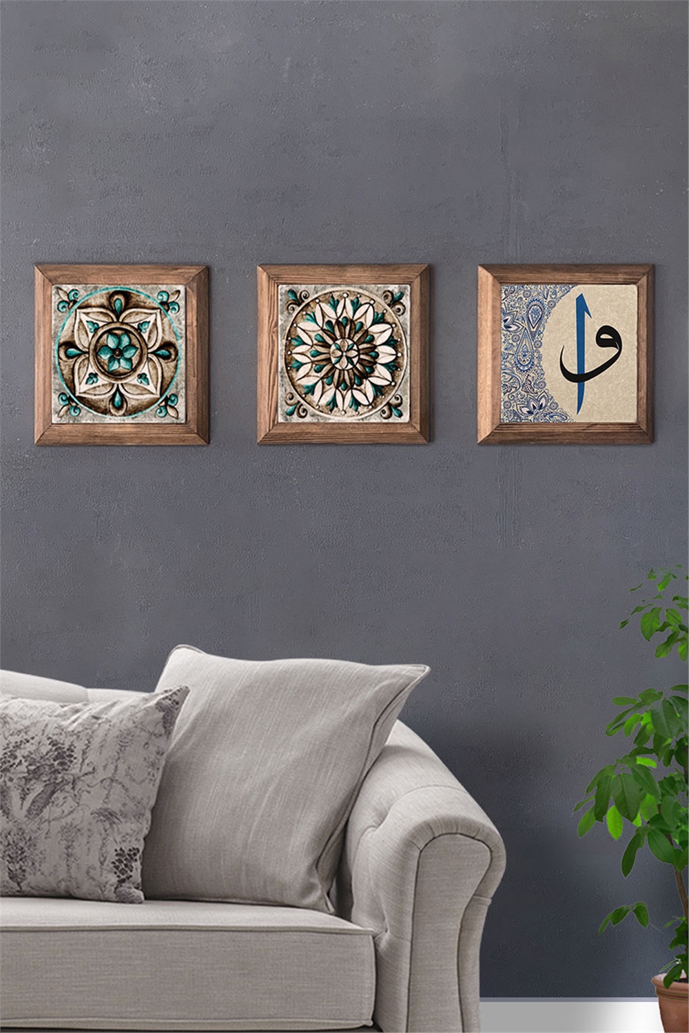 MASİF ÇERÇEVELİ 3'LÜ DOĞALTAŞ TABLO PANO OSCAR STONE DECOR / 3PRMT-40-0168