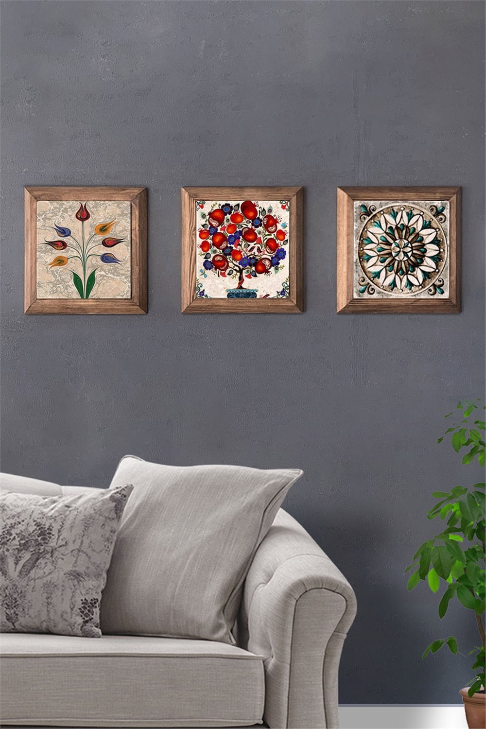 MASİF ÇERÇEVELİ 3'LÜ DOĞALTAŞ TABLO PANO OSCAR STONE DECOR / 3PRMT-40-0236