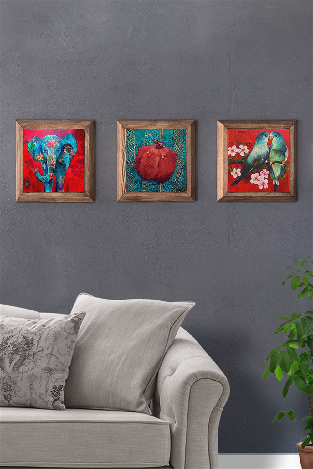 MASİF ÇERÇEVELİ 3'LÜ DOĞALTAŞ TABLO PANO OSCAR STONE DECOR / 3PRMT-40-0366