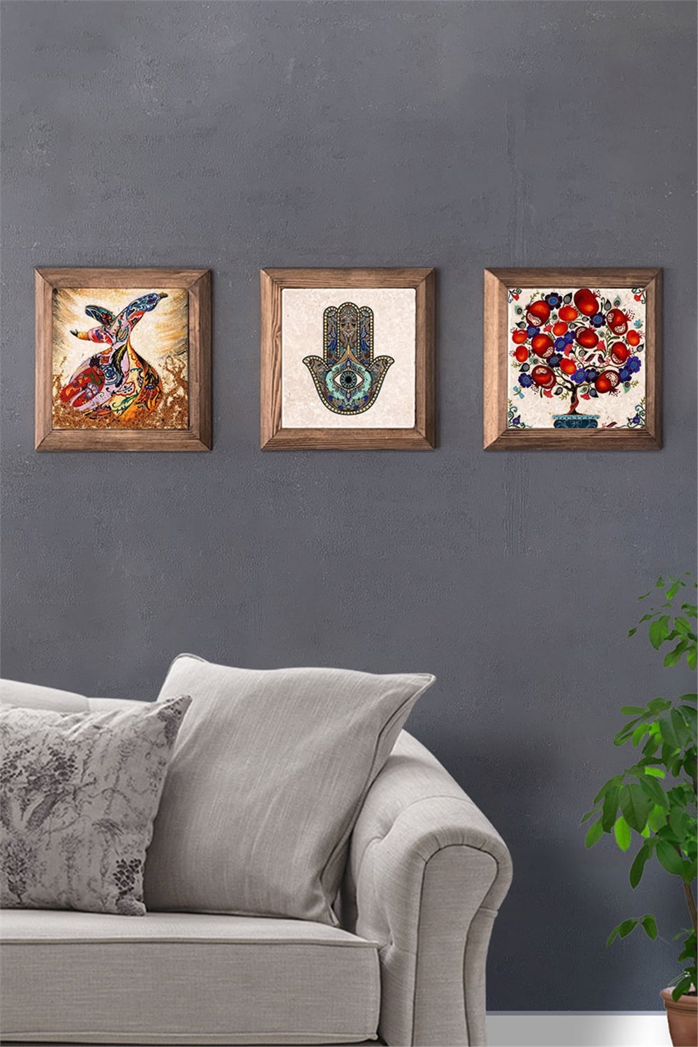 MASİF ÇERÇEVELİ 3'LÜ DOĞALTAŞ TABLO PANO OSCAR STONE DECOR / 3PRMT-40-0141