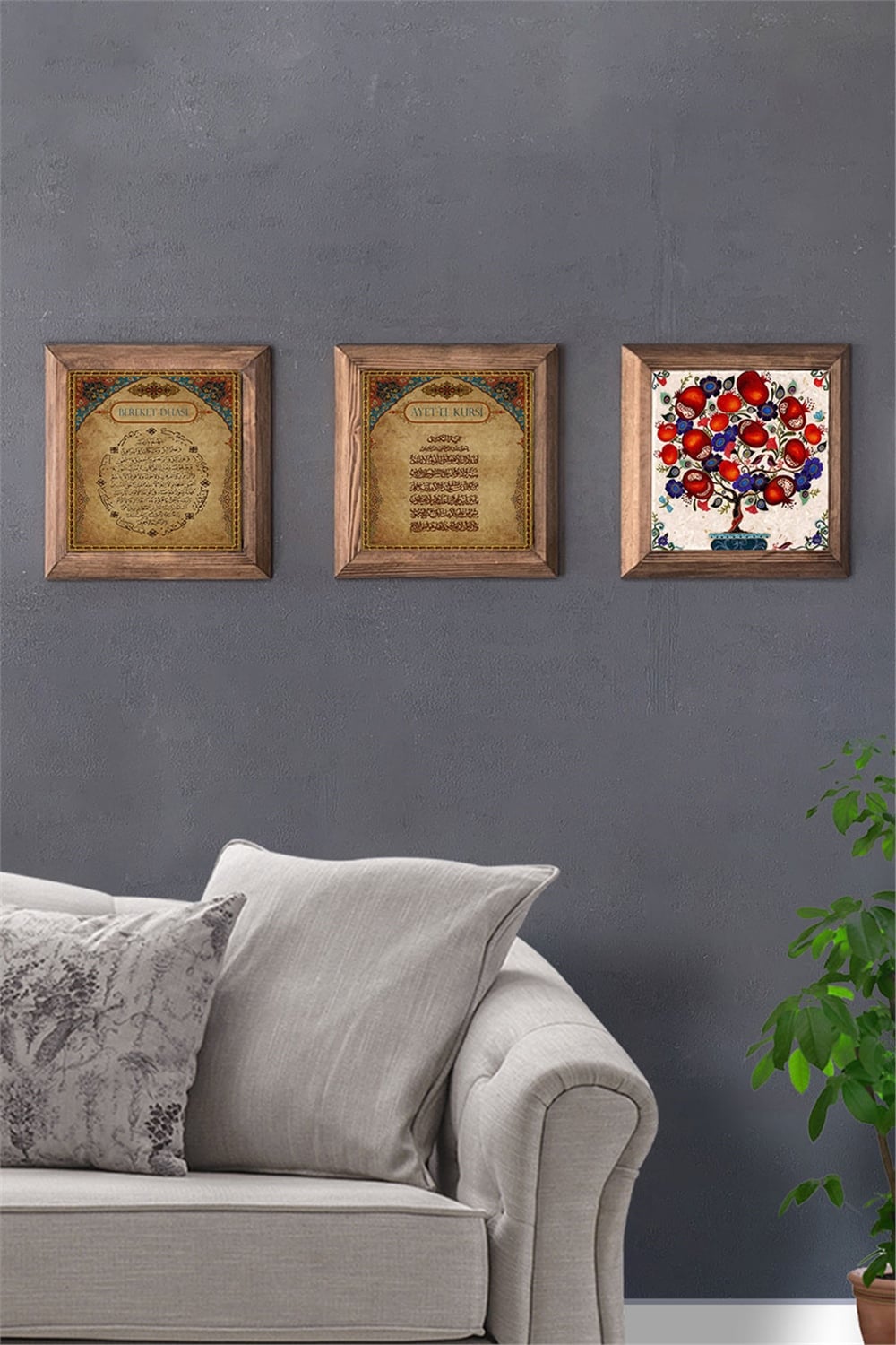MASİF ÇERÇEVELİ 3'LÜ DOĞALTAŞ TABLO PANO OSCAR STONE DECOR / 3PRMT-40-0107