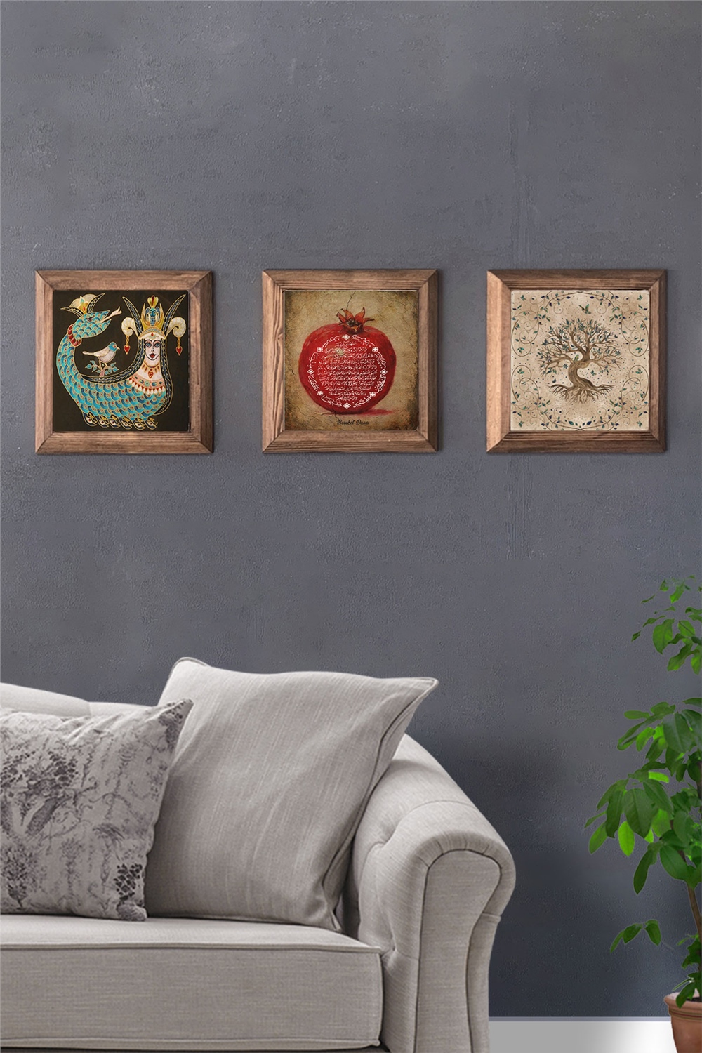 MASİF ÇERÇEVELİ 3'LÜ DOĞALTAŞ TABLO PANO OSCAR STONE DECOR / 3PRMT-40-0351