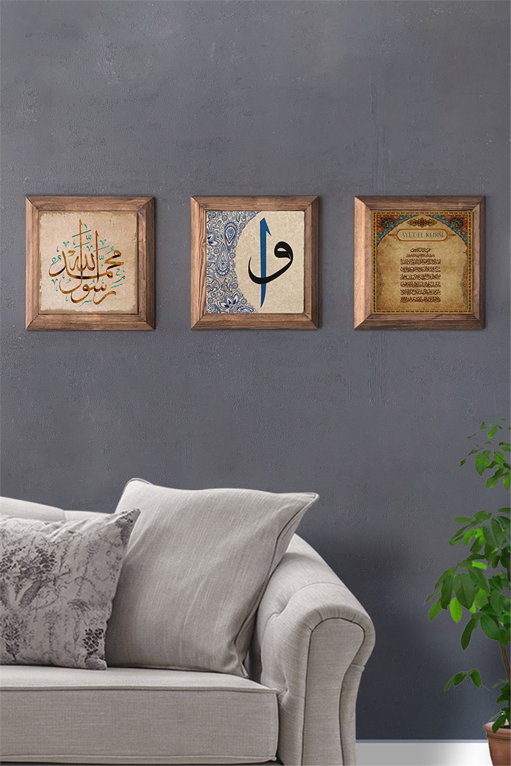 MASİF ÇERÇEVELİ 3'LÜ DOĞALTAŞ TABLO PANO OSCAR STONE DECOR / 3PRMT-40-0162