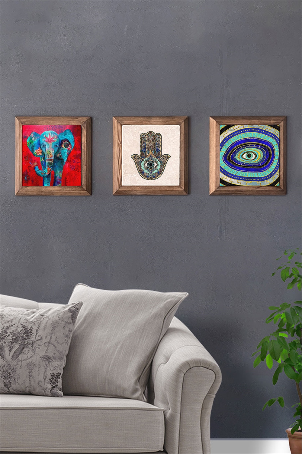 MASİF ÇERÇEVELİ 3'LÜ DOĞALTAŞ TABLO PANO OSCAR STONE DECOR / 3PRMT-40-0357