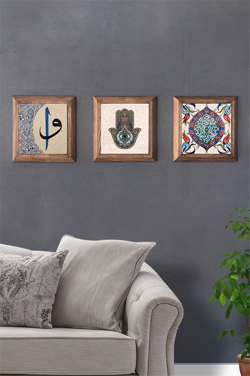 MASİF ÇERÇEVELİ 3'LÜ DOĞALTAŞ TABLO PANO OSCAR STONE DECOR / 3PRMT-40-0204