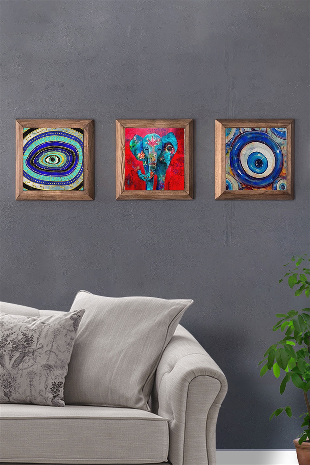 MASİF ÇERÇEVELİ 3'LÜ DOĞALTAŞ TABLO PANO OSCAR STONE DECOR / 3PRMT-40-0361
