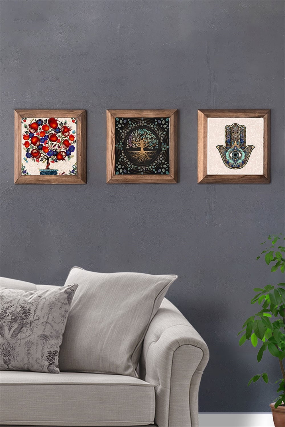 MASİF ÇERÇEVELİ 3'LÜ DOĞALTAŞ TABLO PANO OSCAR STONE DECOR / 3PRMT-40-0249