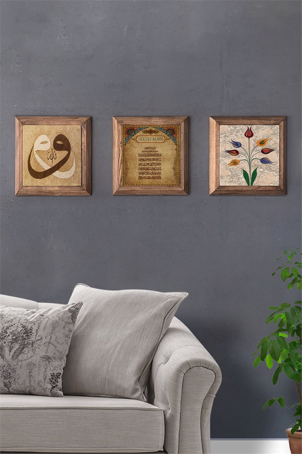 MASİF ÇERÇEVELİ 3'LÜ DOĞALTAŞ TABLO PANO OSCAR STONE DECOR / 3PRMT-40-0166