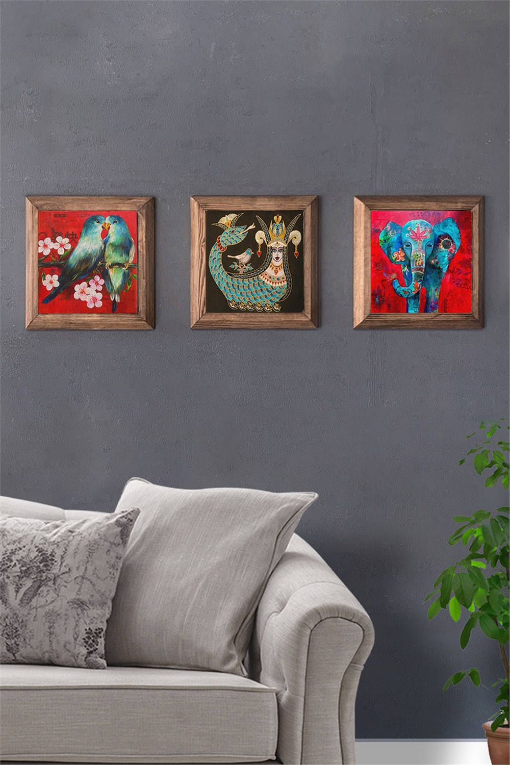 MASİF ÇERÇEVELİ 3'LÜ DOĞALTAŞ TABLO PANO OSCAR STONE DECOR / 3PRMT-40-0363