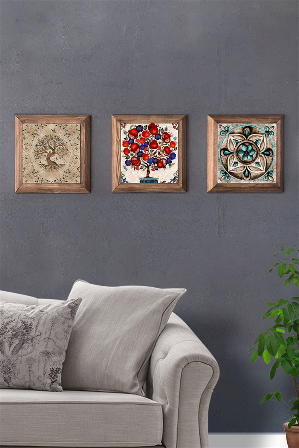 MASİF ÇERÇEVELİ 3'LÜ DOĞALTAŞ TABLO PANO OSCAR STONE DECOR / 3PRMT-40-0229