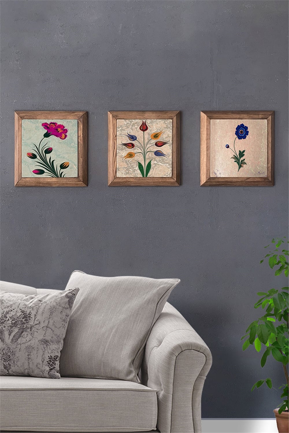 MASİF ÇERÇEVELİ 3'LÜ DOĞALTAŞ TABLO PANO OSCAR STONE DECOR / 3PRMT-40-0257