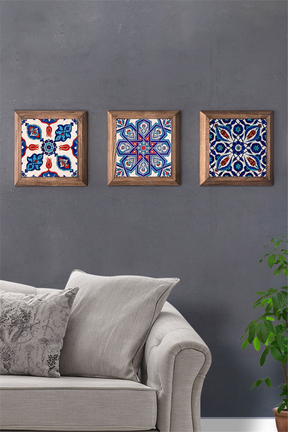 MASİF ÇERÇEVELİ 3'LÜ DOĞALTAŞ TABLO PANO OSCAR STONE DECOR / 3PRMT-40-0104