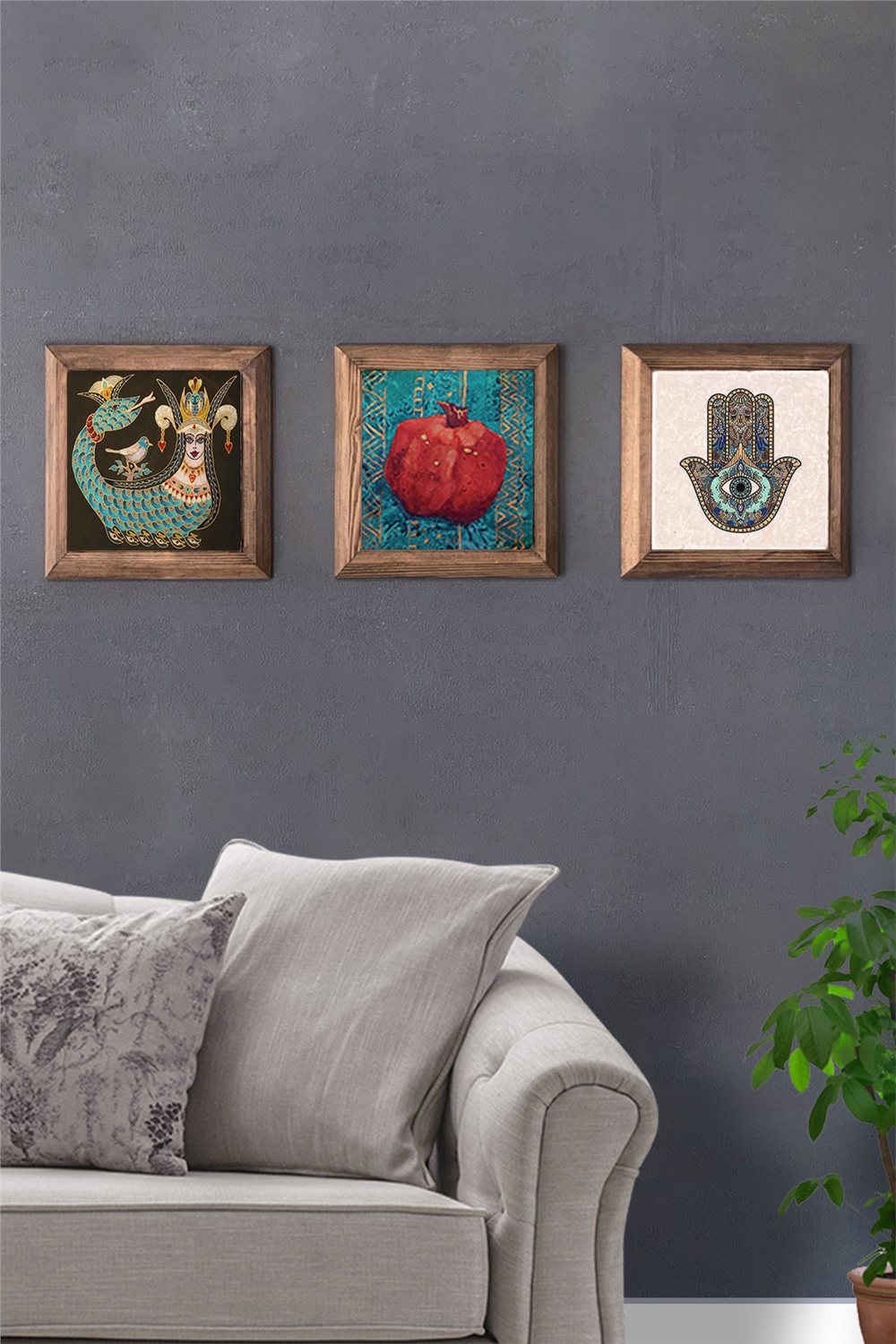 MASİF ÇERÇEVELİ 3'LÜ DOĞALTAŞ TABLO PANO OSCAR STONE DECOR / 3PRMT-40-0346