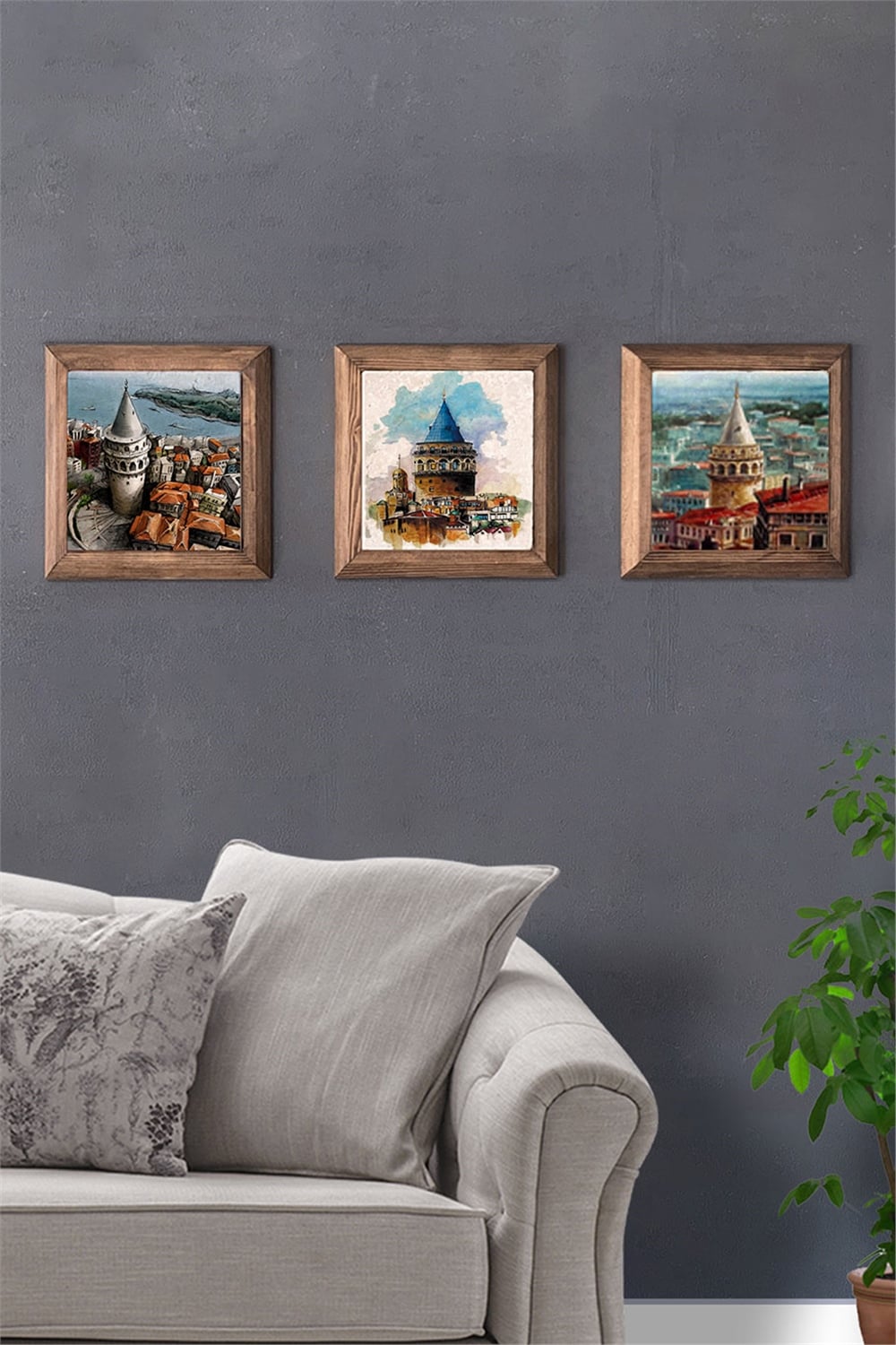 MASİF ÇERÇEVELİ 3'LÜ DOĞALTAŞ TABLO PANO OSCAR STONE DECOR / 3PRMT-40-0071