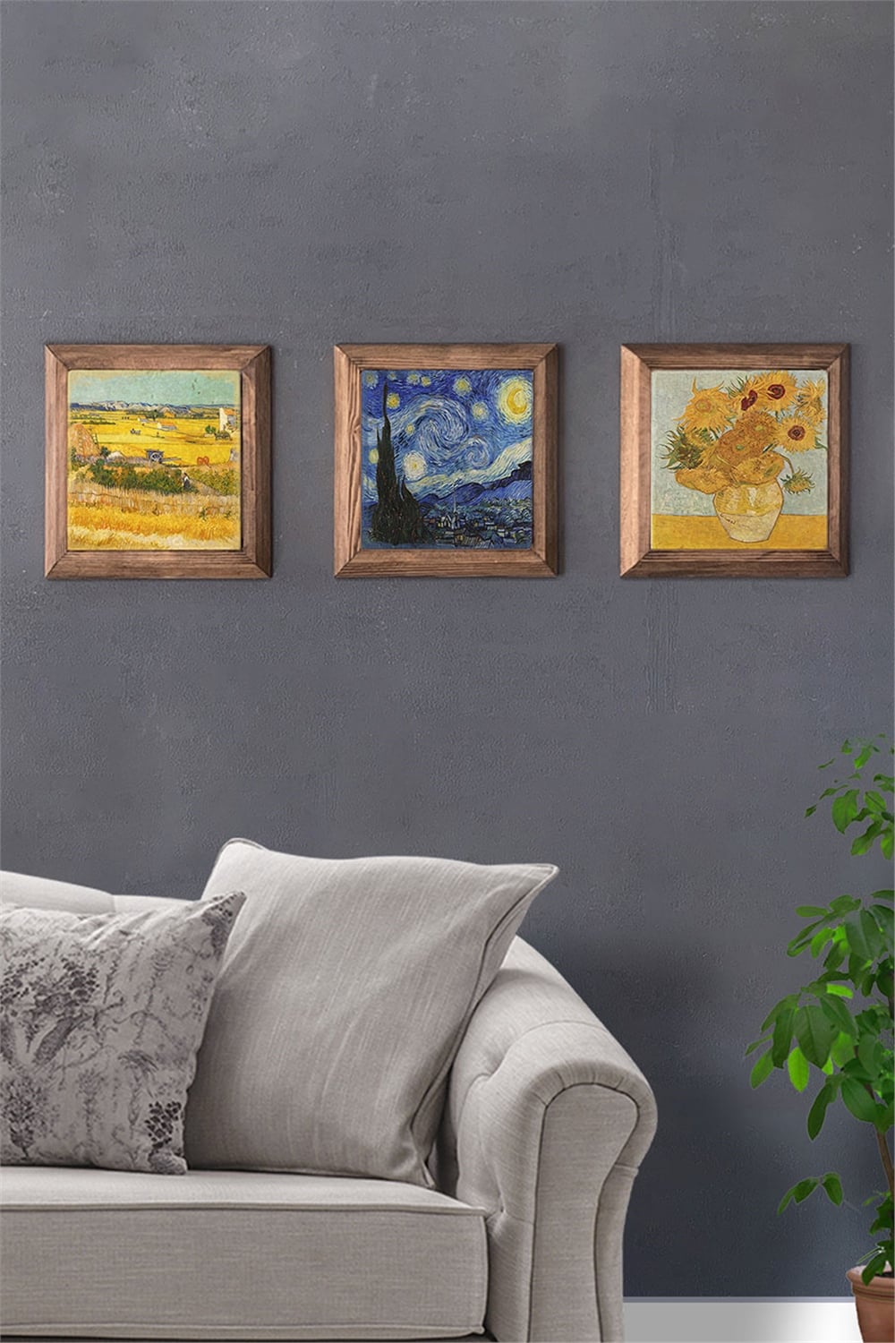 MASİF ÇERÇEVELİ 3'LÜ DOĞALTAŞ TABLO PANO OSCAR STONE DECOR / 3PRMT-40-0420