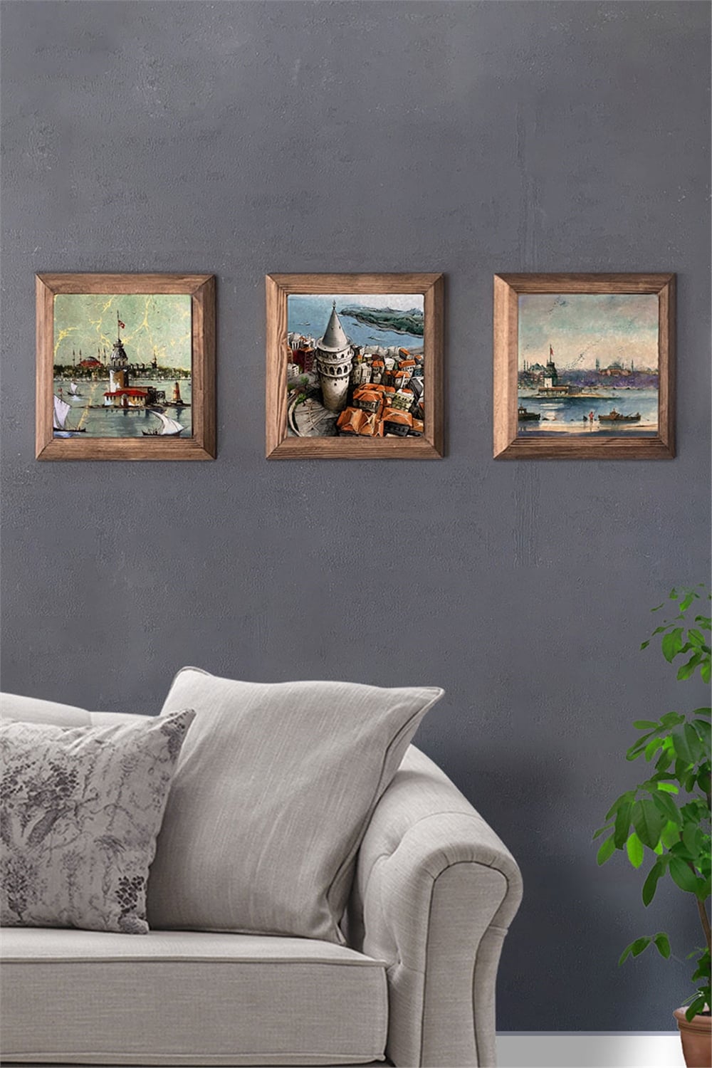 MASİF ÇERÇEVELİ 3'LÜ DOĞALTAŞ TABLO PANO OSCAR STONE DECOR / 3PRMT-40-0081
