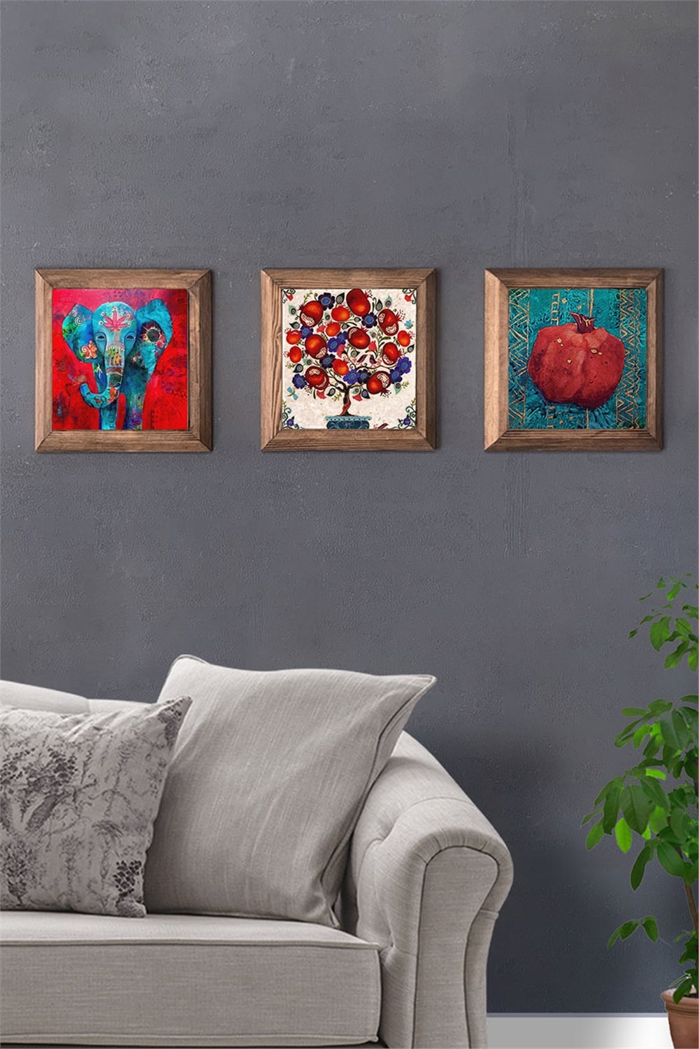 MASİF ÇERÇEVELİ 3'LÜ DOĞALTAŞ TABLO PANO OSCAR STONE DECOR / 3PRMT-40-0396
