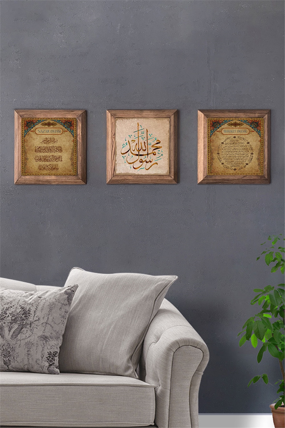MASİF ÇERÇEVELİ 3'LÜ DOĞALTAŞ TABLO PANO OSCAR STONE DECOR / 3PRMT-40-0185