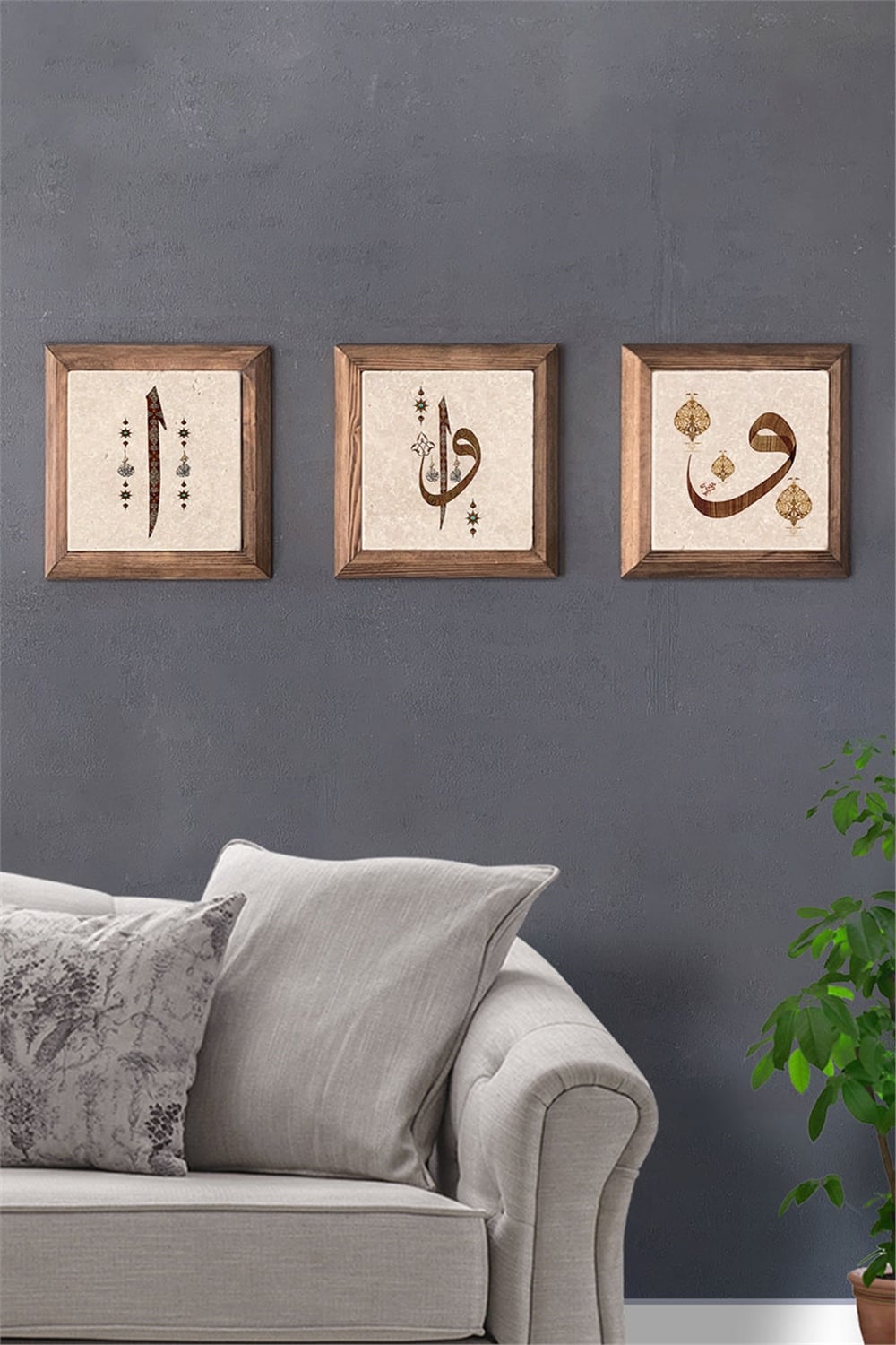 MASİF ÇERÇEVELİ 3'LÜ DOĞALTAŞ TABLO PANO OSCAR STONE DECOR / 3PRMT-40-0024