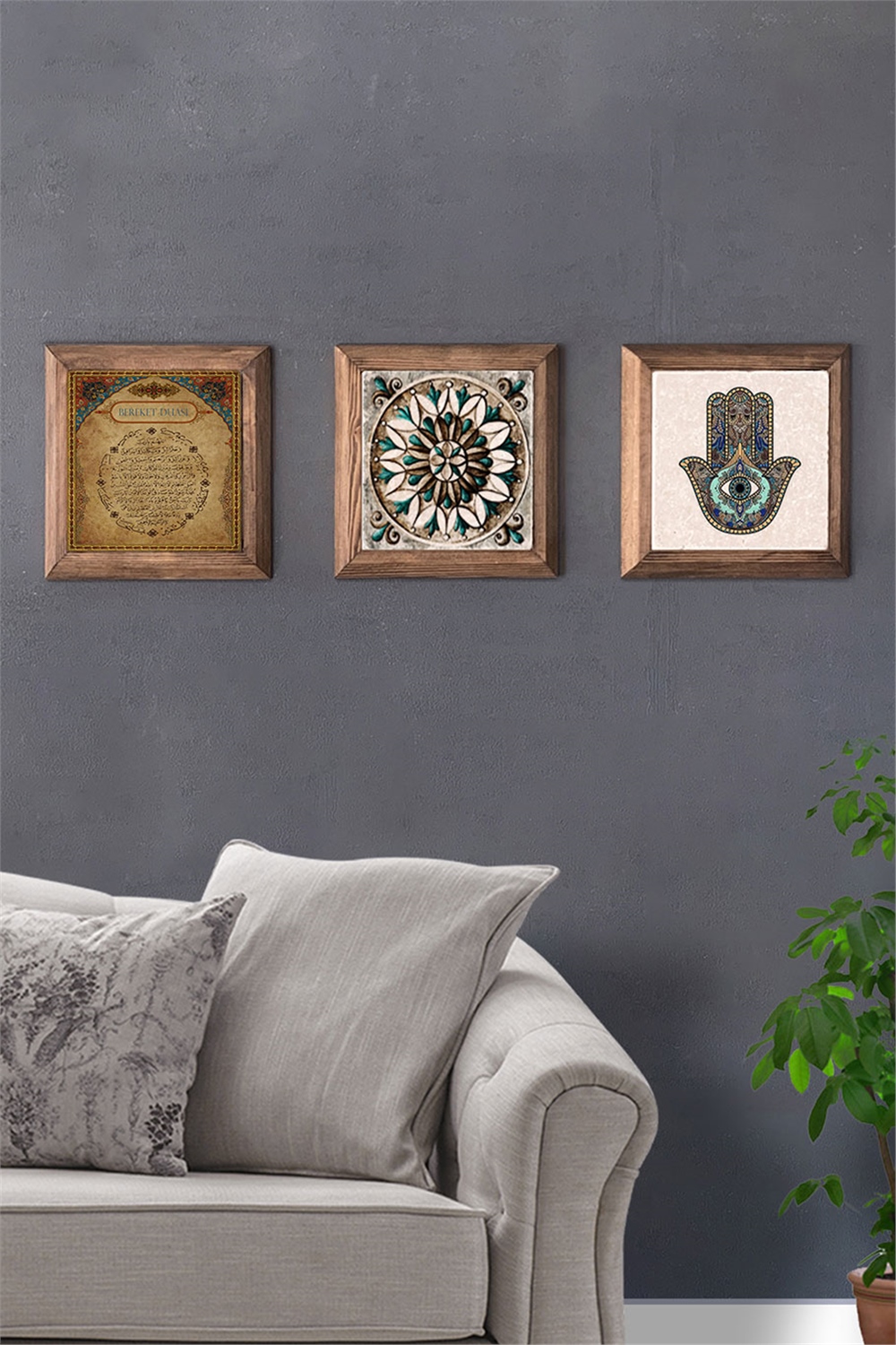MASİF ÇERÇEVELİ 3'LÜ DOĞALTAŞ TABLO PANO OSCAR STONE DECOR / 3PRMT-40-0130