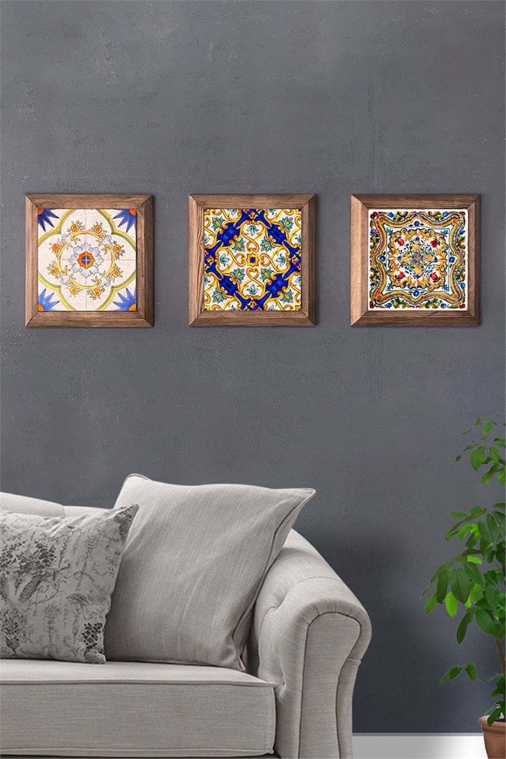 MASİF ÇERÇEVELİ 3'LÜ DOĞALTAŞ TABLO PANO OSCAR STONE DECOR / 3PRMT-40-0222