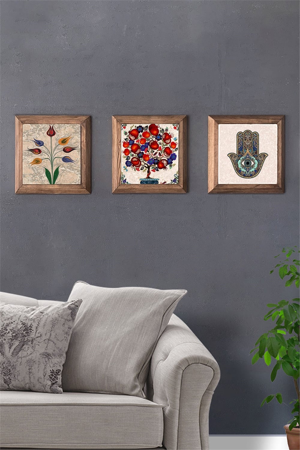 MASİF ÇERÇEVELİ 3'LÜ DOĞALTAŞ TABLO PANO OSCAR STONE DECOR / 3PRMT-40-0238