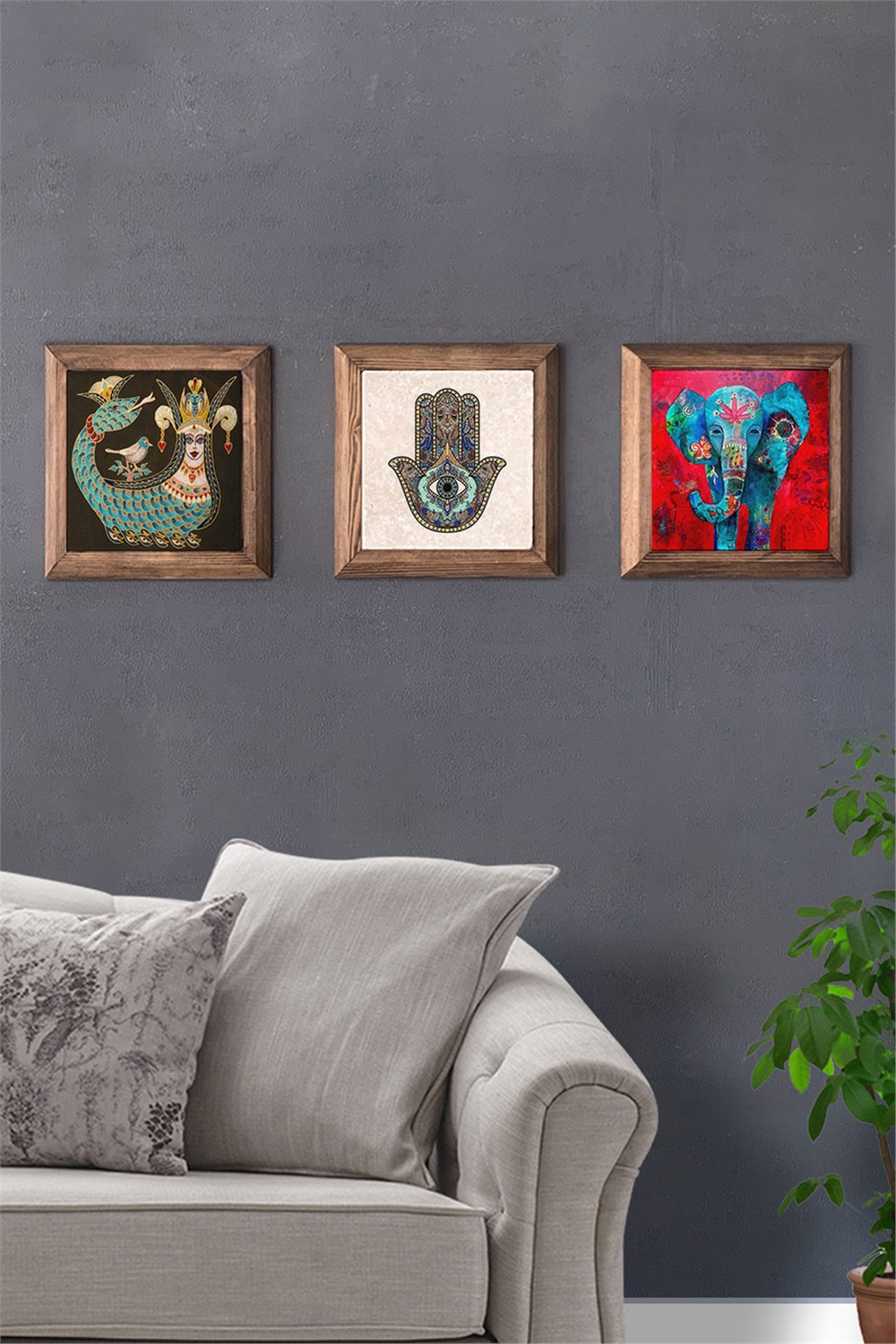 MASİF ÇERÇEVELİ 3'LÜ DOĞALTAŞ TABLO PANO OSCAR STONE DECOR / 3PRMT-40-0356