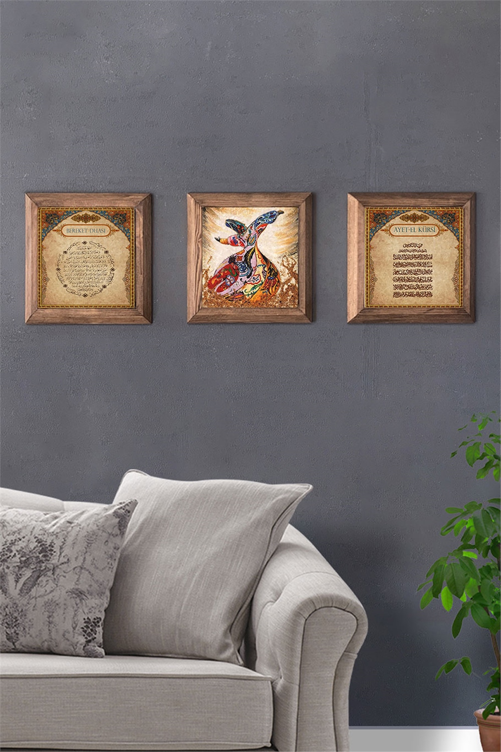 MASİF ÇERÇEVELİ 3'LÜ DOĞALTAŞ TABLO PANO OSCAR STONE DECOR / 3PRMT-40-0378