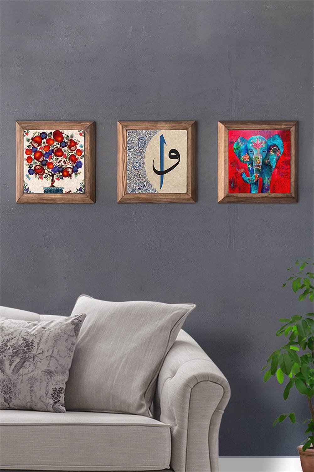 MASİF ÇERÇEVELİ 3'LÜ DOĞALTAŞ TABLO PANO OSCAR STONE DECOR / 3PRMT-40-0395