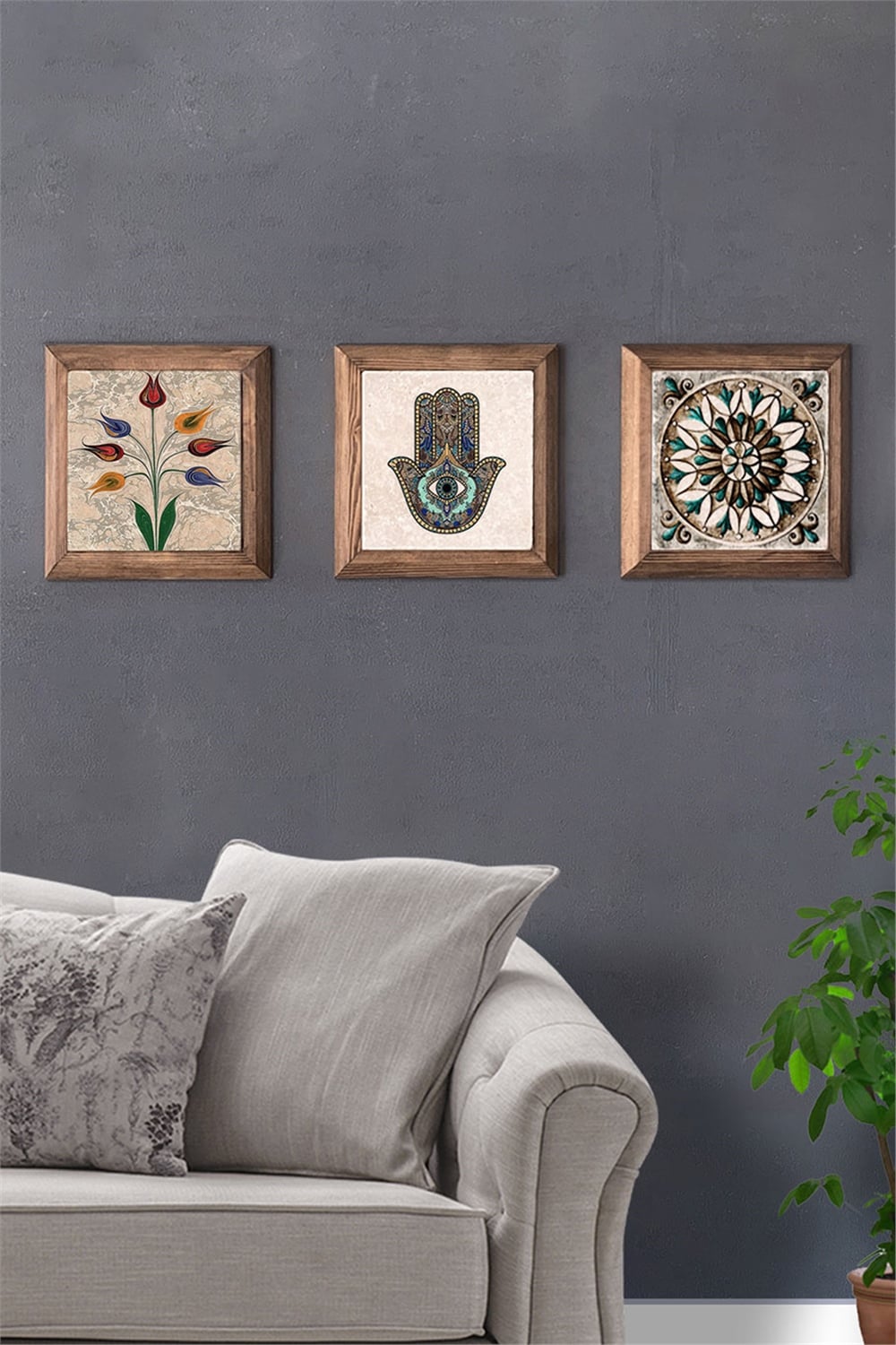 MASİF ÇERÇEVELİ 3'LÜ DOĞALTAŞ TABLO PANO OSCAR STONE DECOR / 3PRMT-40-0237