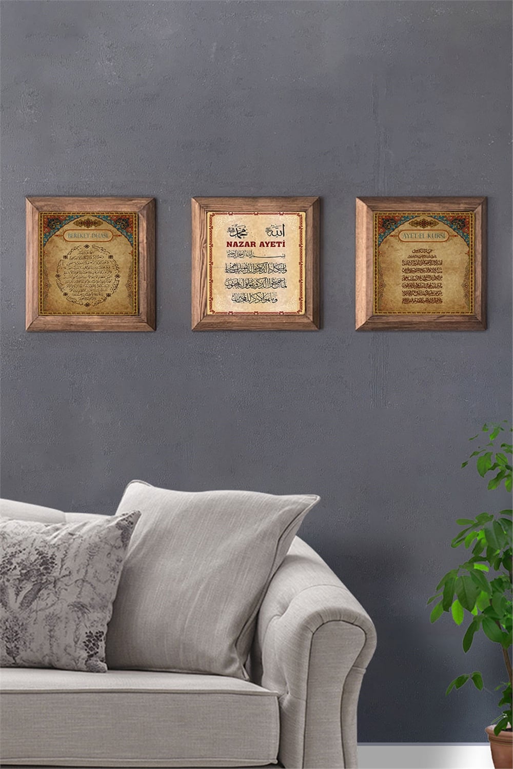 MASİF ÇERÇEVELİ 3'LÜ DOĞALTAŞ TABLO PANO OSCAR STONE DECOR / 3PRMT-40-0169