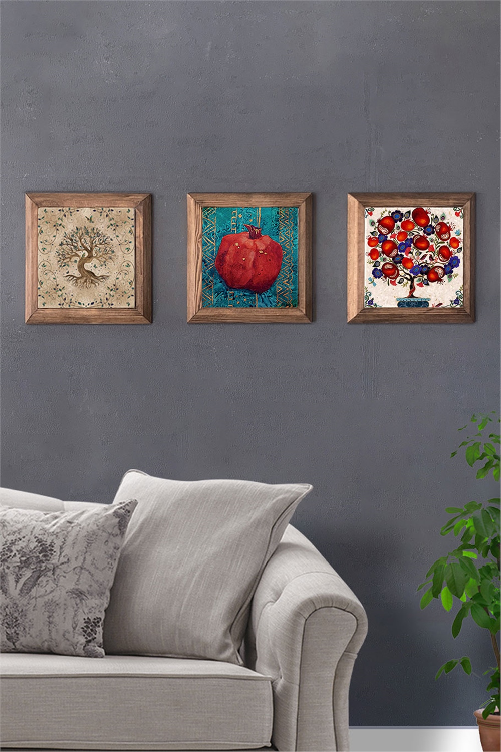 MASİF ÇERÇEVELİ 3'LÜ DOĞALTAŞ TABLO PANO OSCAR STONE DECOR / 3PRMT-40-0231
