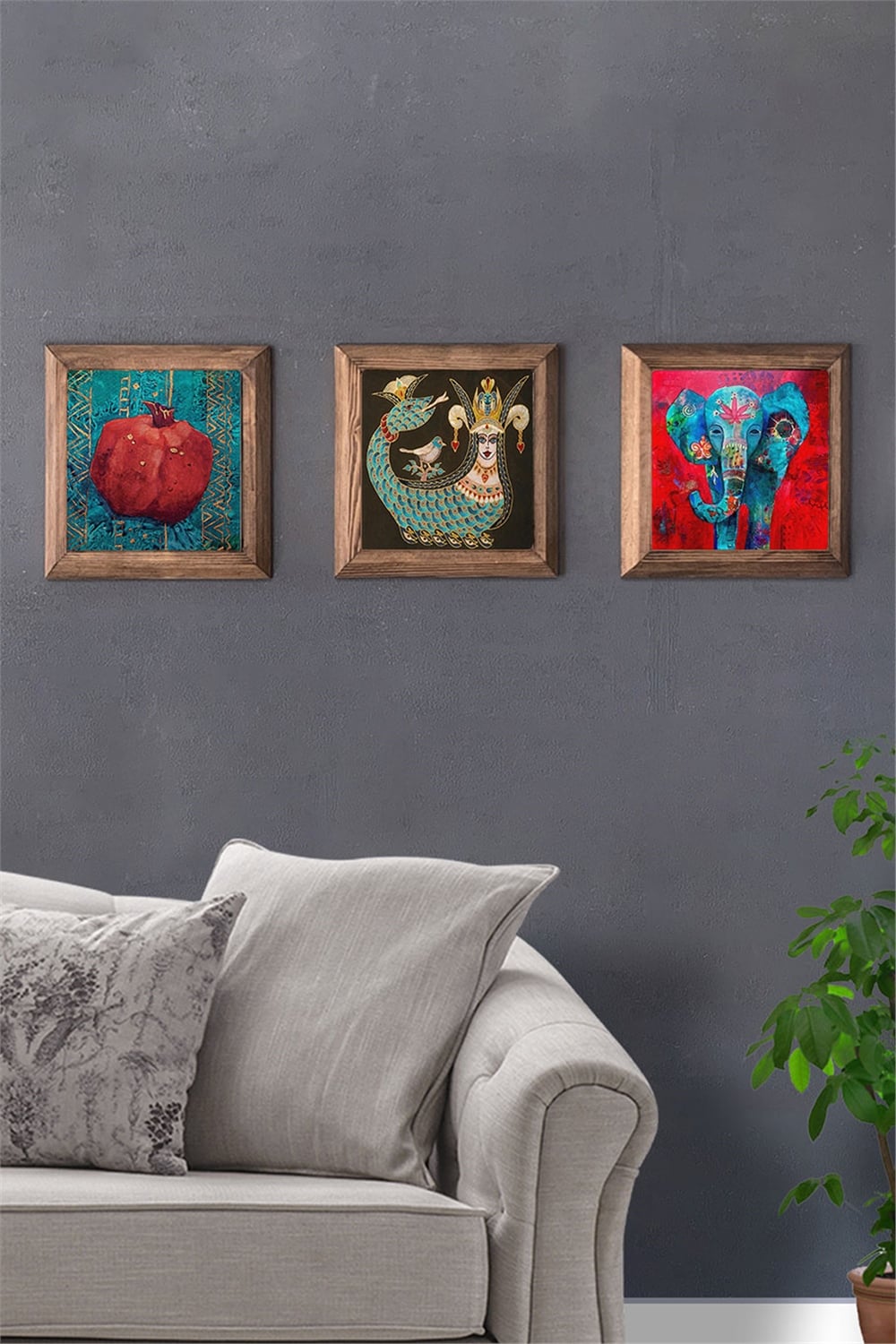 MASİF ÇERÇEVELİ 3'LÜ DOĞALTAŞ TABLO PANO OSCAR STONE DECOR / 3PRMT-40-0367