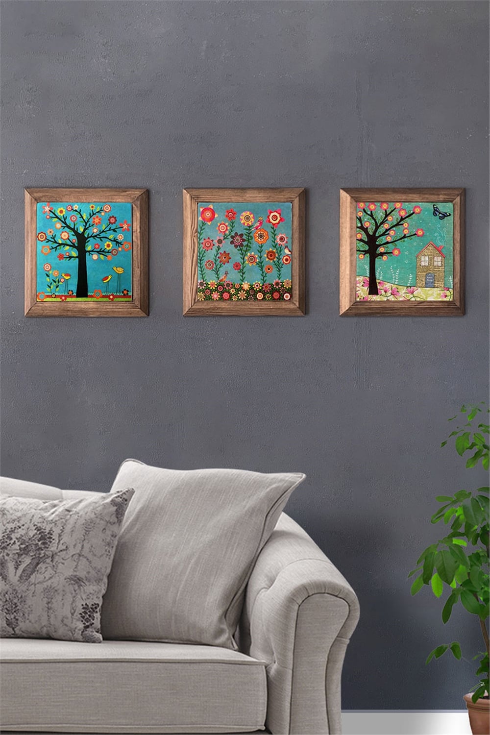 MASİF ÇERÇEVELİ 3'LÜ DOĞALTAŞ TABLO PANO OSCAR STONE DECOR / 3PRMT-40-0085