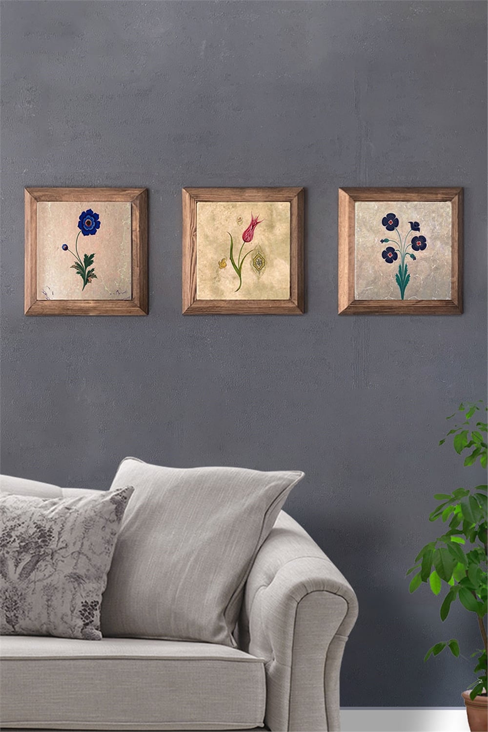 MASİF ÇERÇEVELİ 3'LÜ DOĞALTAŞ TABLO PANO OSCAR STONE DECOR / 3PRMT-40-0010