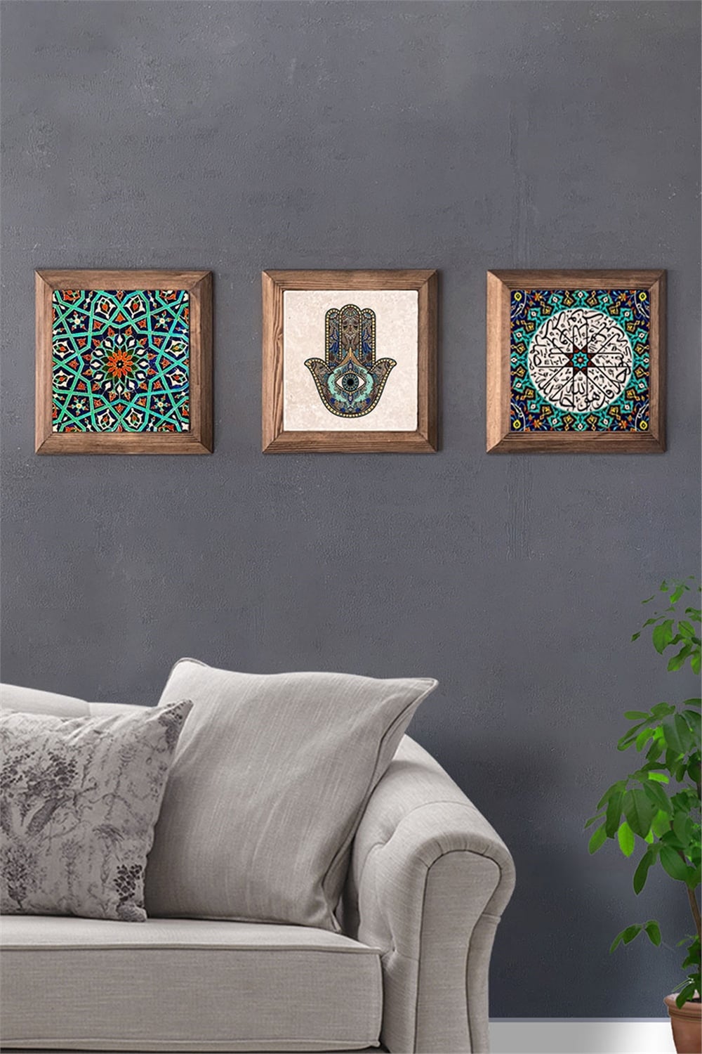 MASİF ÇERÇEVELİ 3'LÜ DOĞALTAŞ TABLO PANO OSCAR STONE DECOR / 3PRMT-40-0173