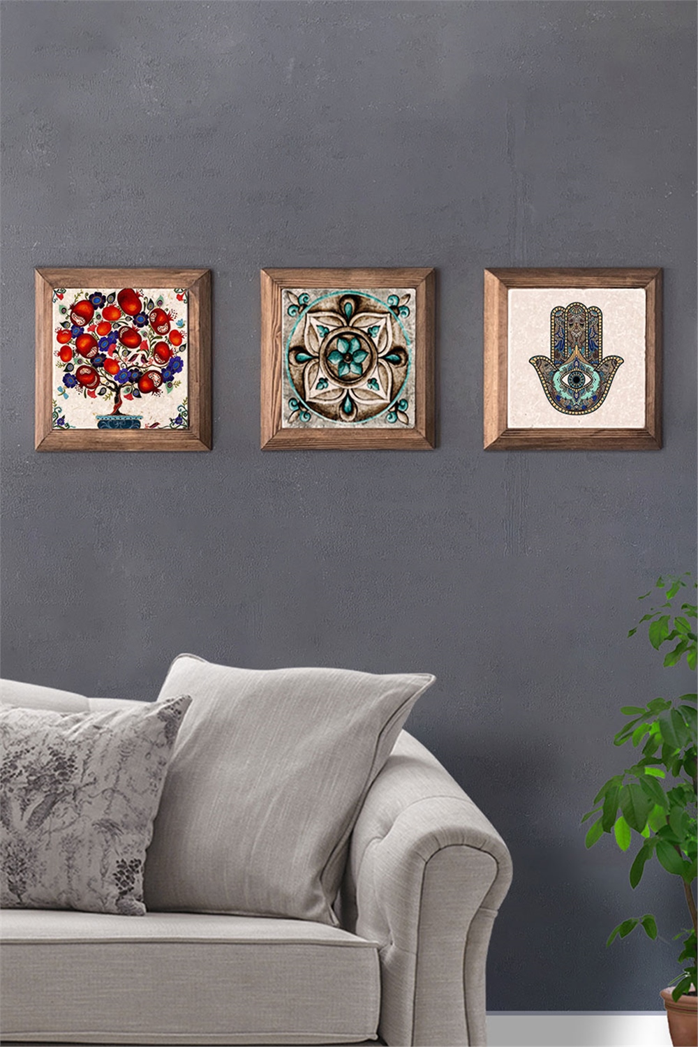 MASİF ÇERÇEVELİ 3'LÜ DOĞALTAŞ TABLO PANO OSCAR STONE DECOR / 3PRMT-40-0239