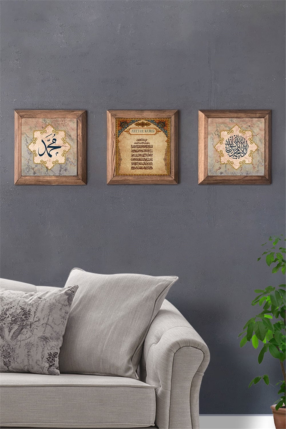 MASİF ÇERÇEVELİ 3'LÜ DOĞALTAŞ TABLO PANO OSCAR STONE DECOR / 3PRMT-40-0067