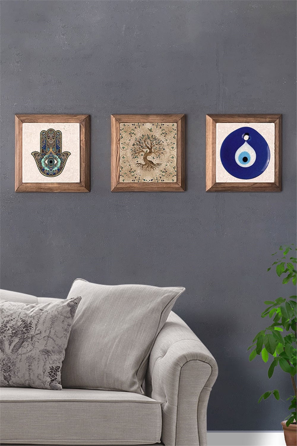 MASİF ÇERÇEVELİ 3'LÜ DOĞALTAŞ TABLO PANO OSCAR STONE DECOR / 3PRMT-40-0251