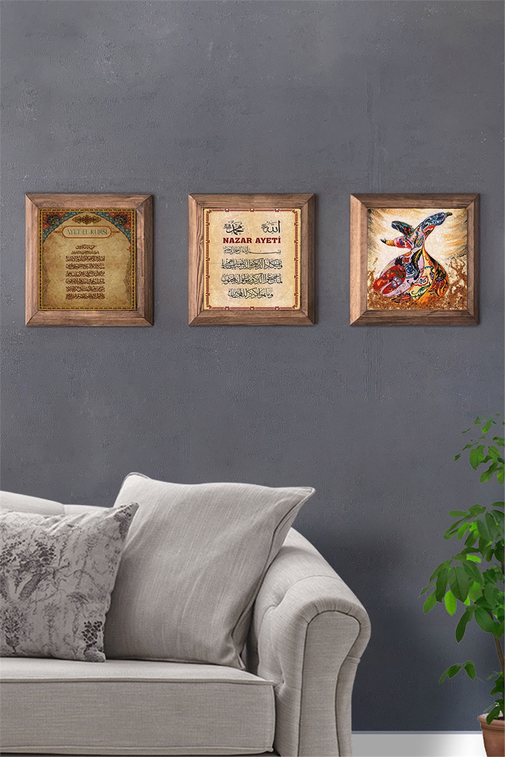 MASİF ÇERÇEVELİ 3'LÜ DOĞALTAŞ TABLO PANO OSCAR STONE DECOR / 3PRMT-40-0216