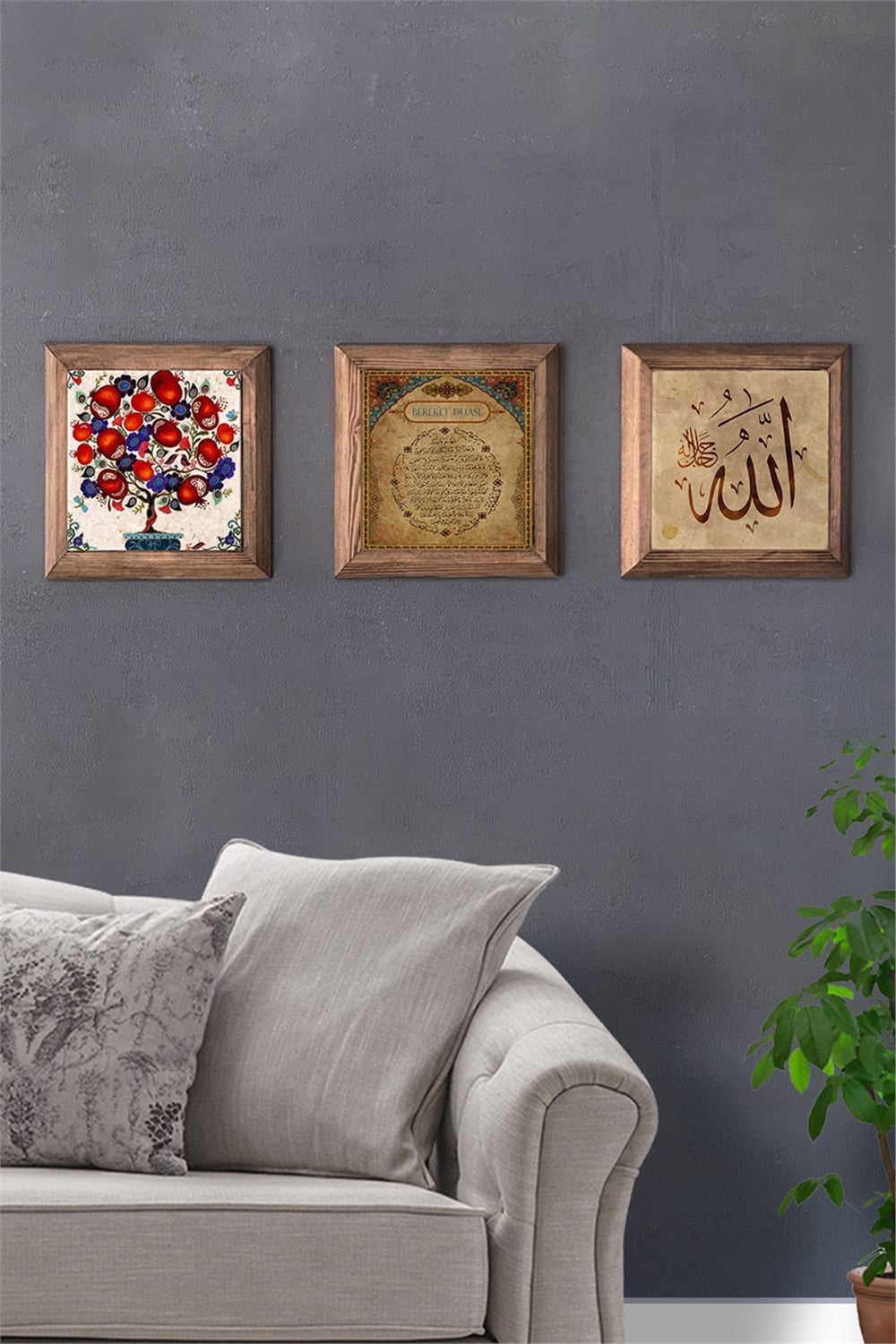 MASİF ÇERÇEVELİ 3'LÜ DOĞALTAŞ TABLO PANO OSCAR STONE DECOR / 3PRMT-40-0189