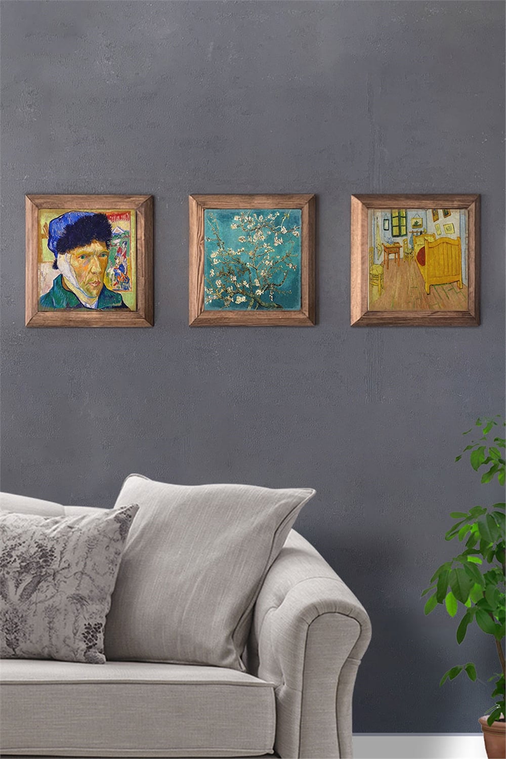 MASİF ÇERÇEVELİ 3'LÜ DOĞALTAŞ TABLO PANO OSCAR STONE DECOR / 3PRMT-40-0412
