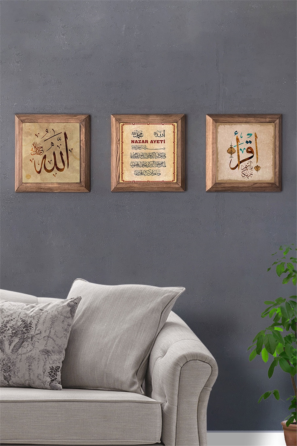 MASİF ÇERÇEVELİ 3'LÜ DOĞALTAŞ TABLO PANO OSCAR STONE DECOR / 3PRMT-40-0179