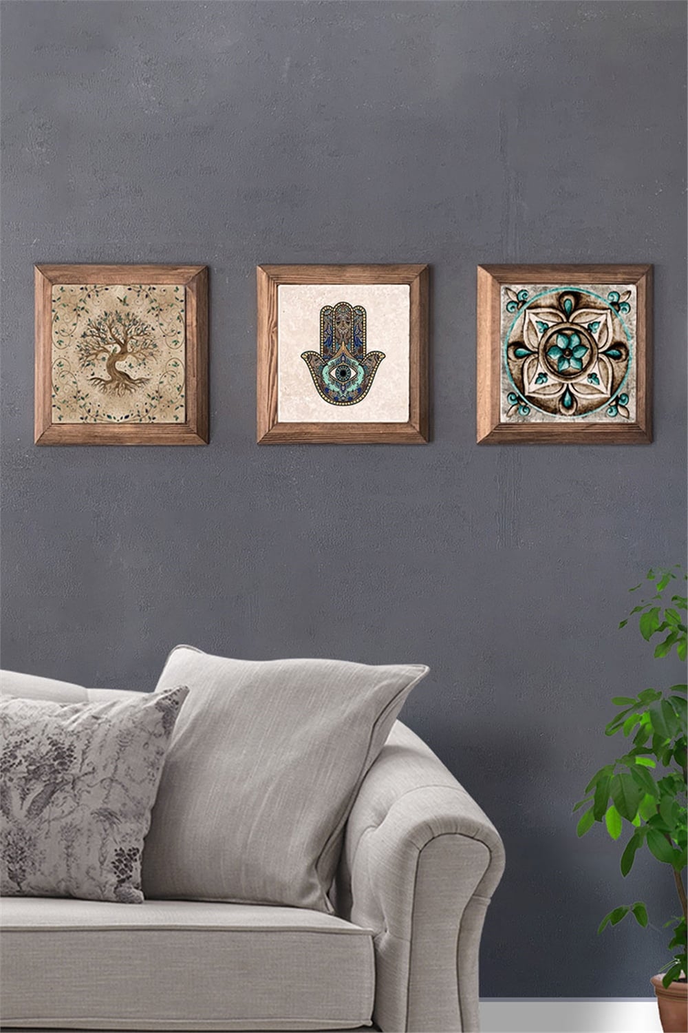 MASİF ÇERÇEVELİ 3'LÜ DOĞALTAŞ TABLO PANO OSCAR STONE DECOR / 3PRMT-40-0228