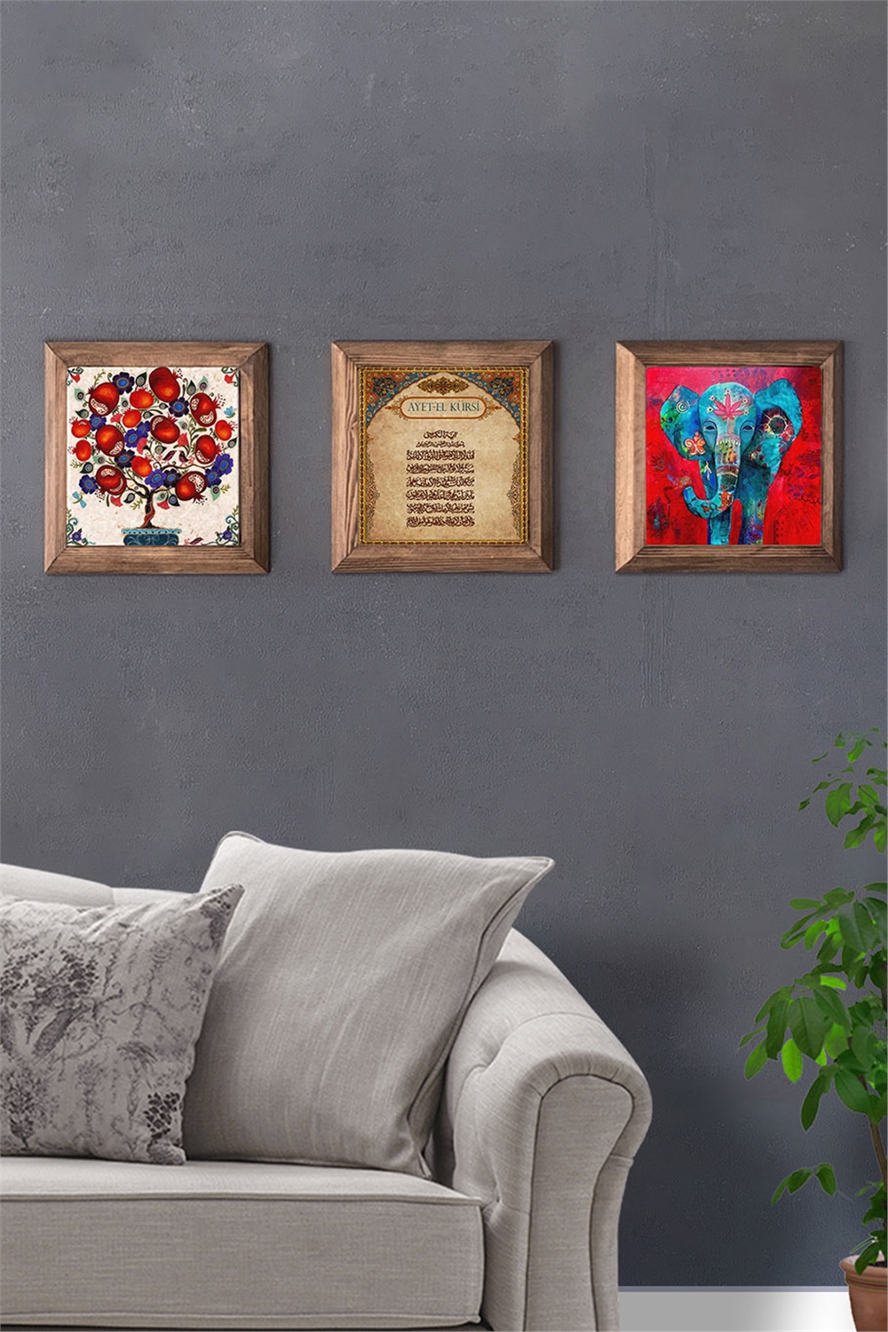 MASİF ÇERÇEVELİ 3'LÜ DOĞALTAŞ TABLO PANO OSCAR STONE DECOR / 3PRMT-40-0393