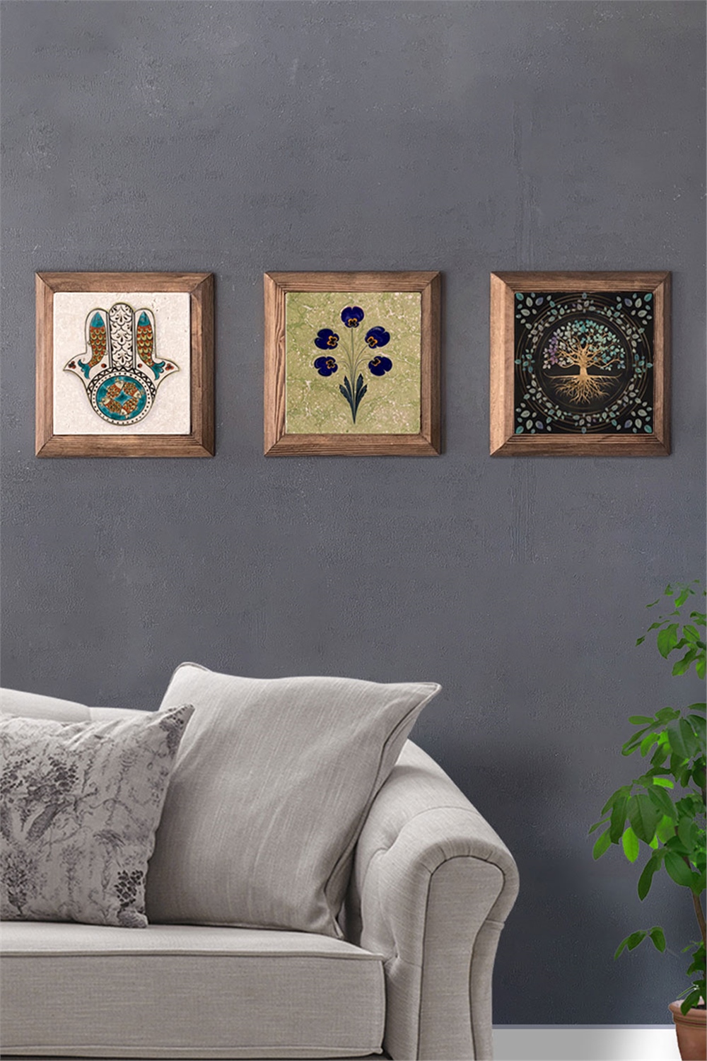 MASİF ÇERÇEVELİ 3'LÜ DOĞALTAŞ TABLO PANO OSCAR STONE DECOR / 3PRMT-40-0262