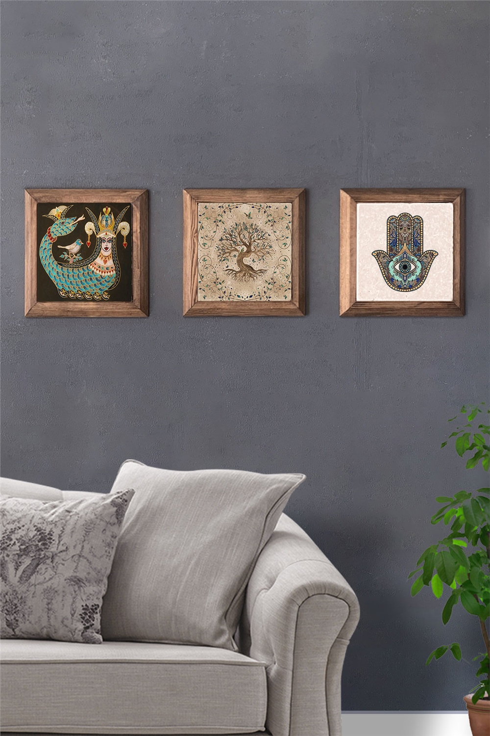 MASİF ÇERÇEVELİ 3'LÜ DOĞALTAŞ TABLO PANO OSCAR STONE DECOR / 3PRMT-40-0341