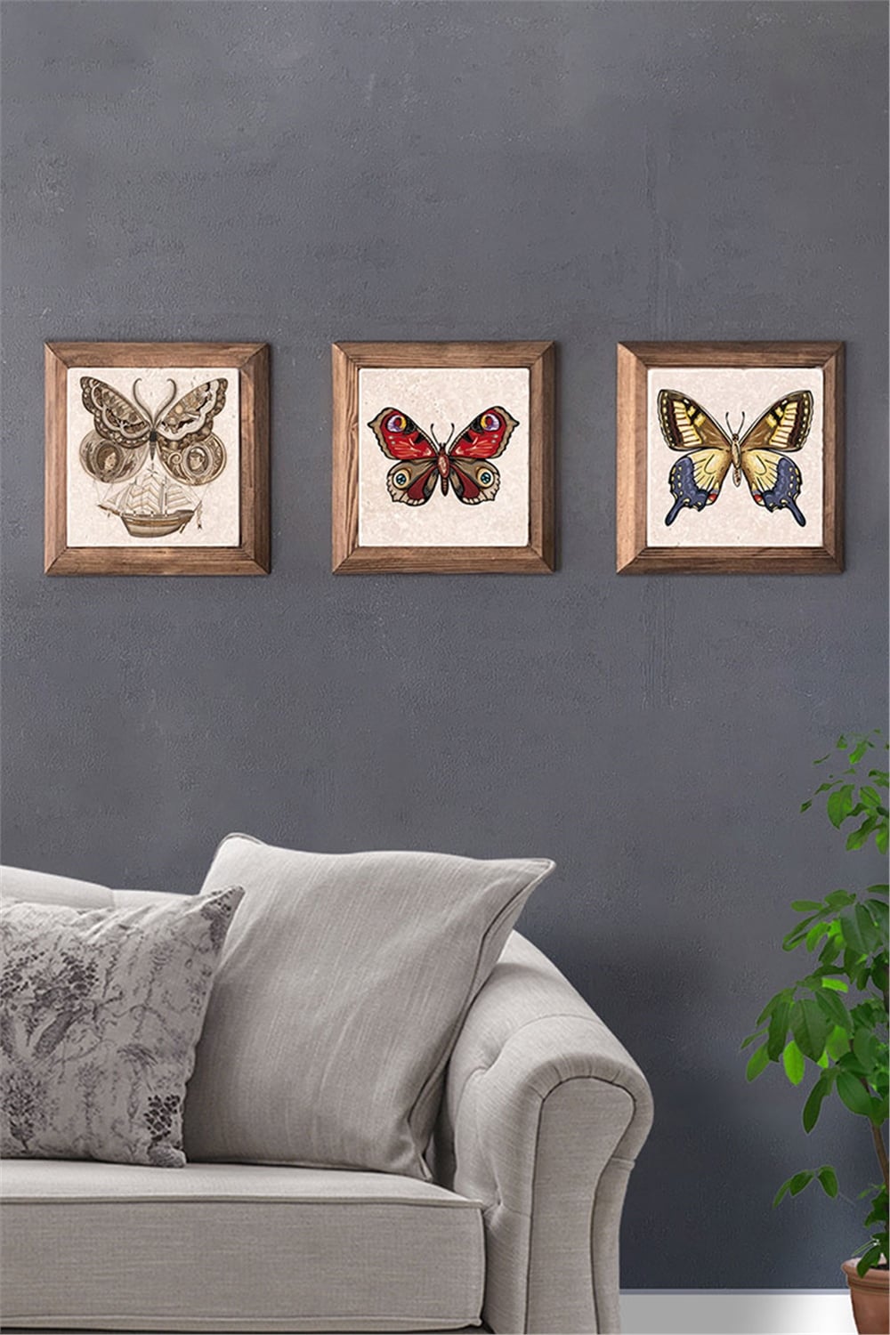 MASİF ÇERÇEVELİ 3'LÜ DOĞALTAŞ TABLO PANO OSCAR STONE DECOR / 3PRMT-40-0003