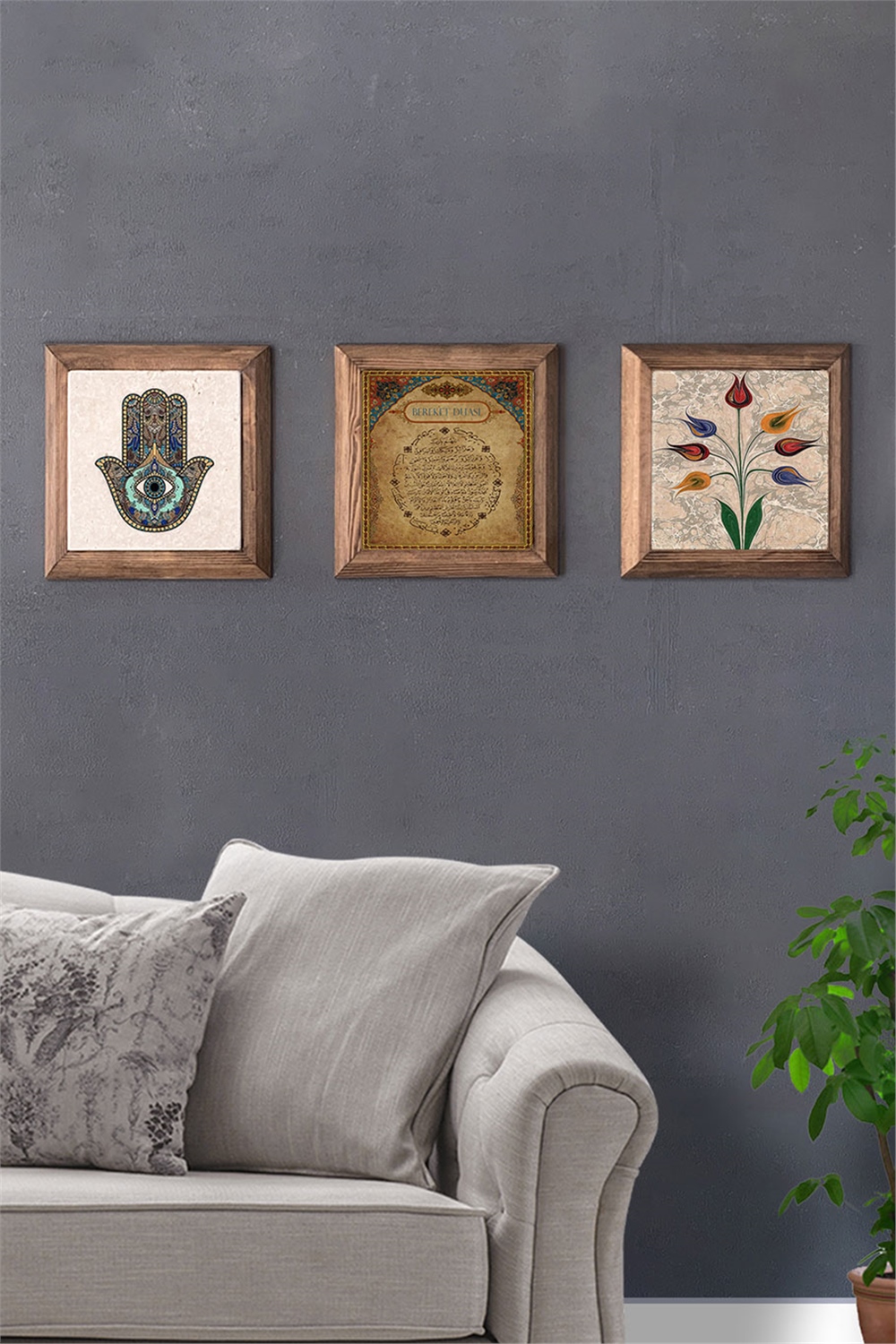 MASİF ÇERÇEVELİ 3'LÜ DOĞALTAŞ TABLO PANO OSCAR STONE DECOR / 3PRMT-40-0197